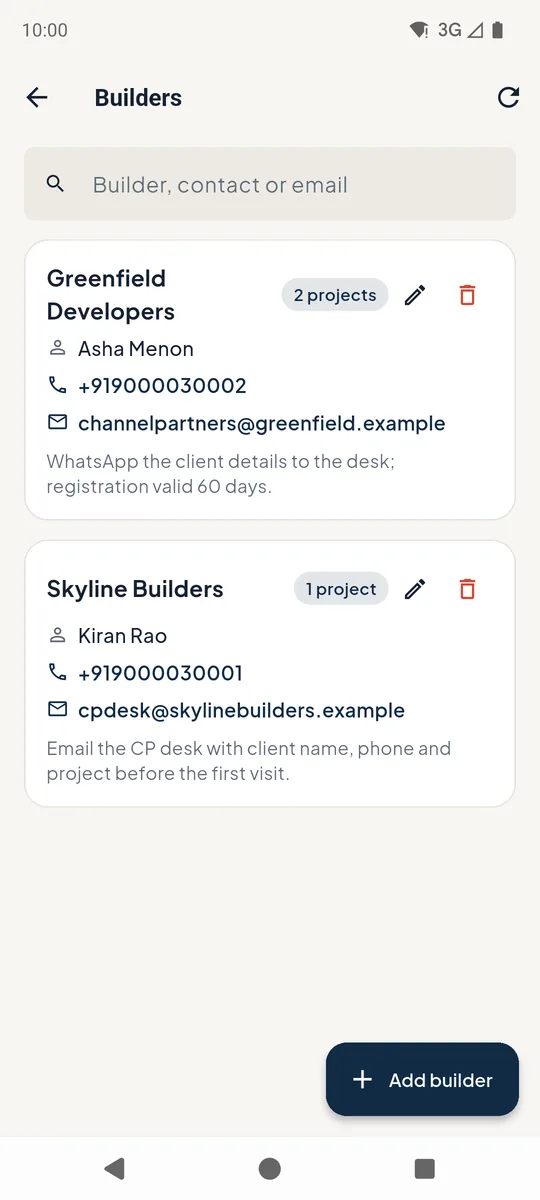 Builders list