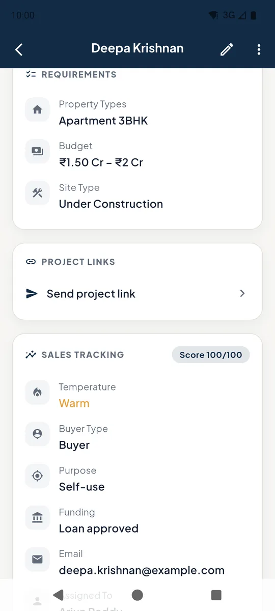 Lead requirements and sales tracking