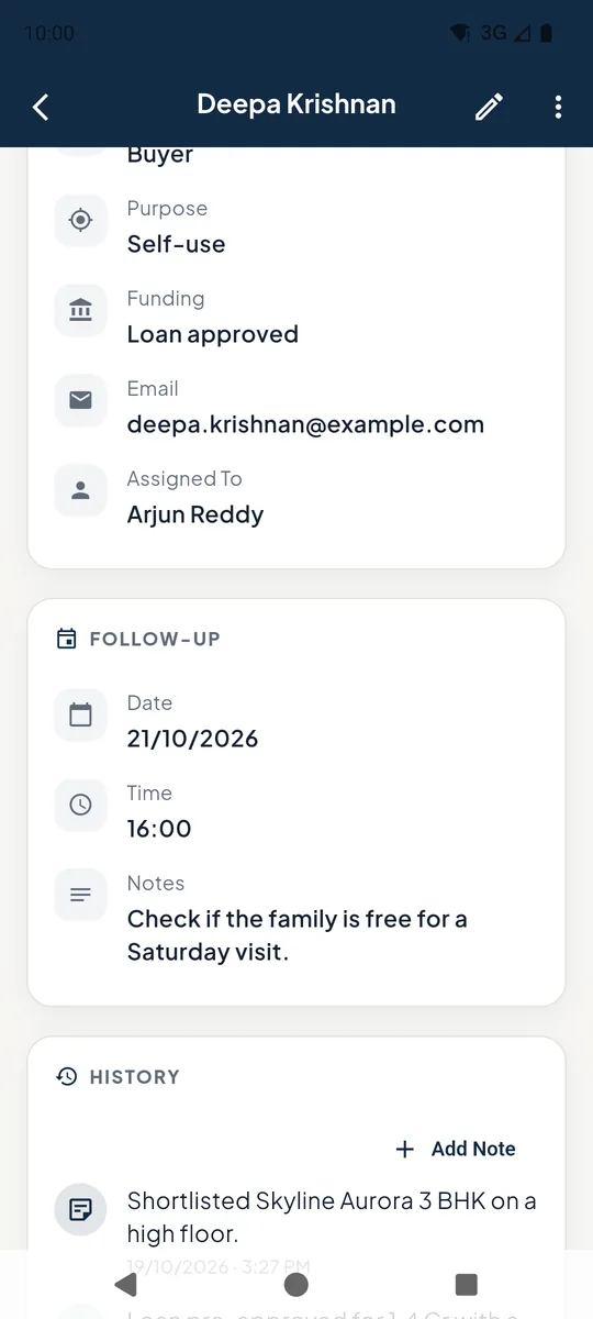 Lead follow-up and history