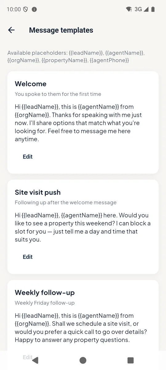 WhatsApp message templates
