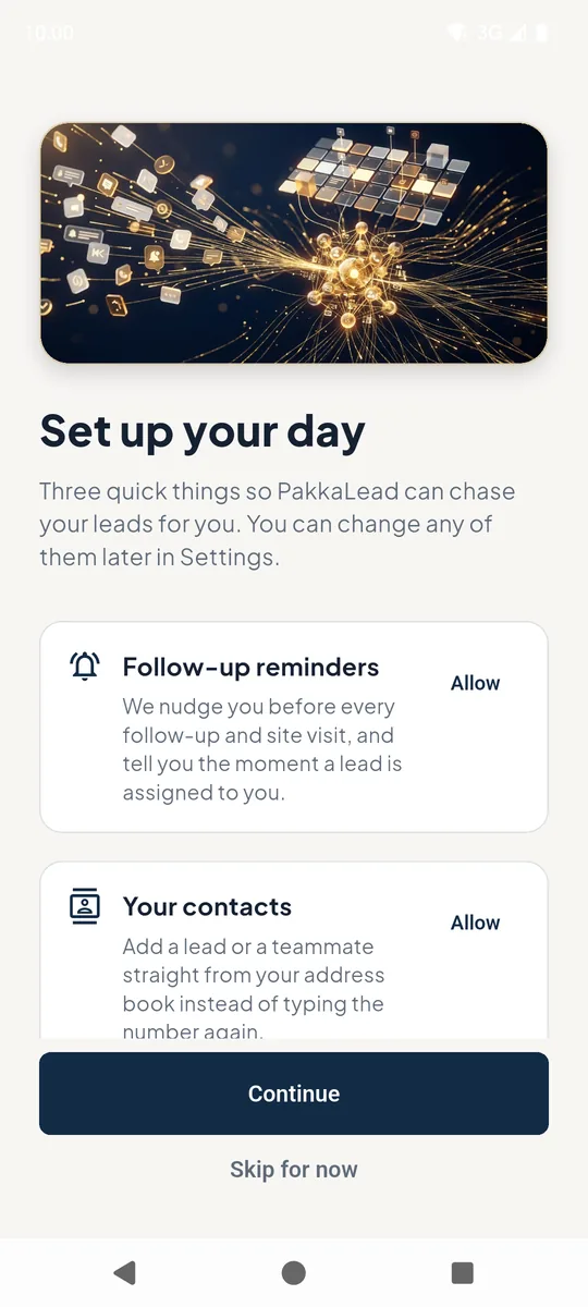 Set up your day permissions screen