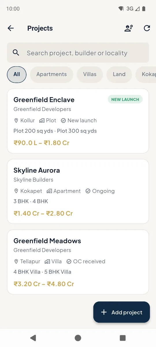Projects list