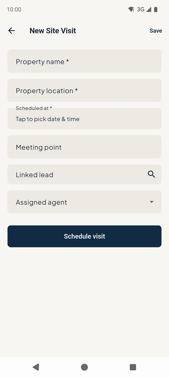 New site visit form