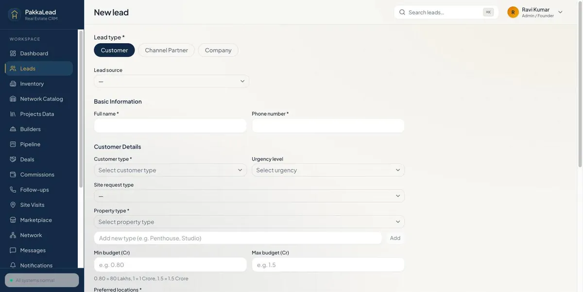 New lead form on the web