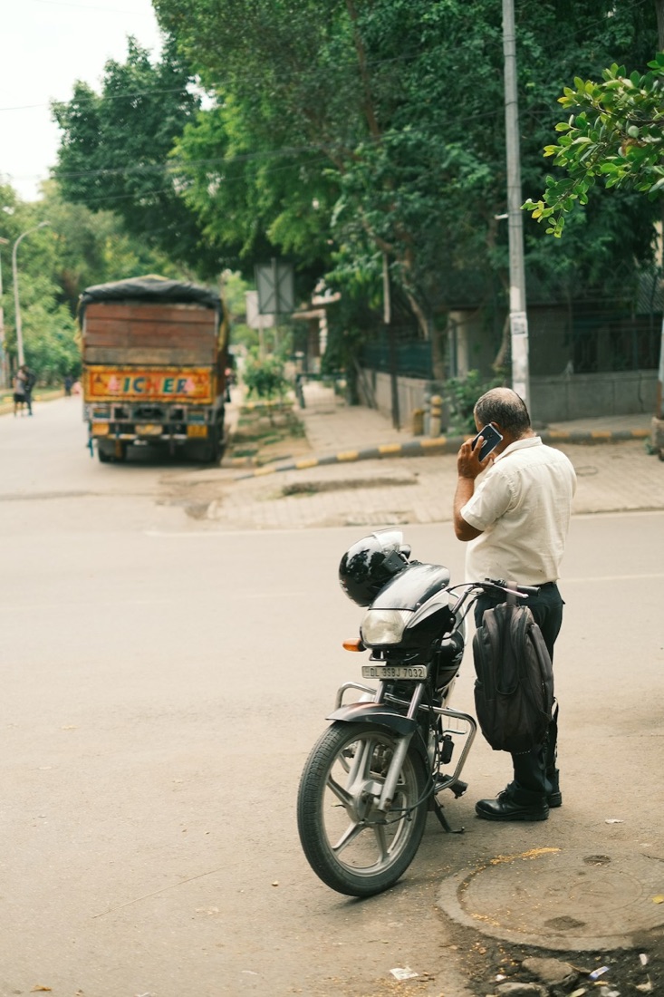 Agent taking a call on the road