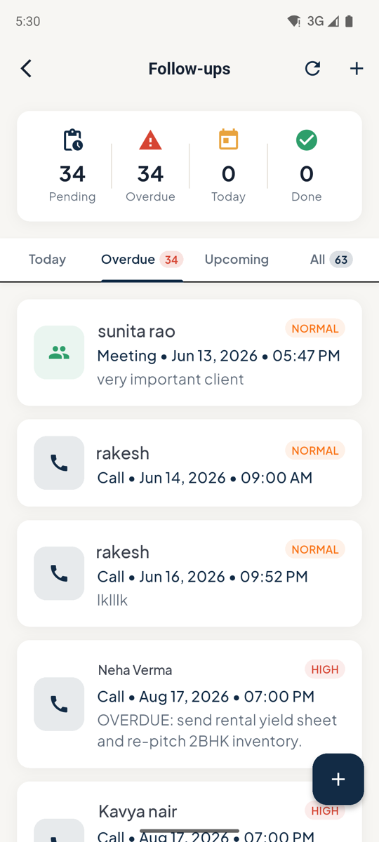 PakkaLead follow-ups